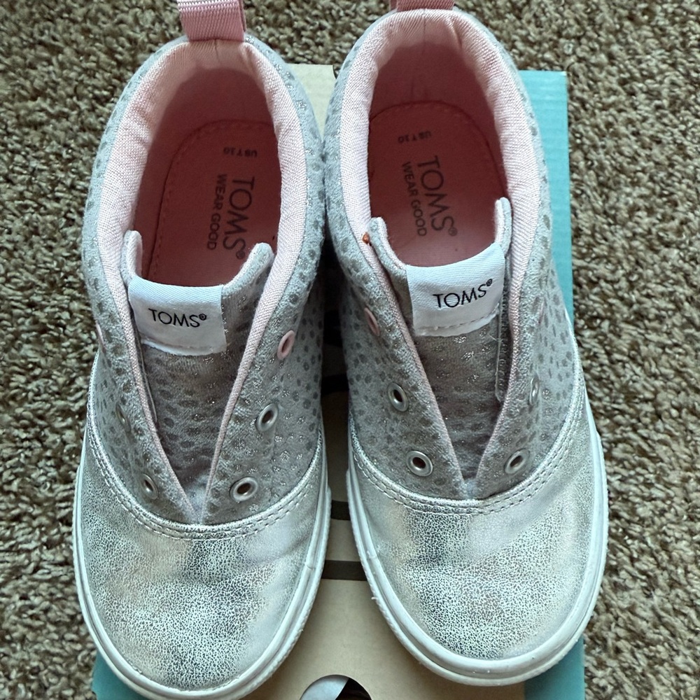 TOMS Kids Silver and Pink Shoes